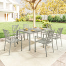 Outsunny 7 Pieces Garden Furniture Set With Stackable Chairs, Light Grey