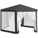 Outsunny Hexagonal Gazebo Patio, Outdoor Canopy Patio Party Tent Dark Grey