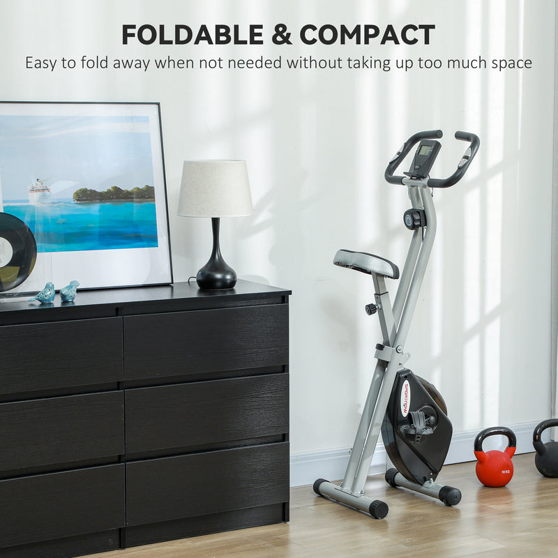 SPORTNOW Folding Exercise Bike With Heart-Rate Sensor For Home Use, Pink/White