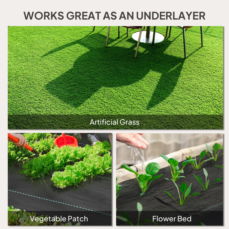 Outsunny 2m x 90m Weed Control Membrane, Heavy Duty Weed Barrier Fabric