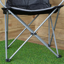 Luxury Padded High Back Outdoor Folding Chair With Cupholder In Black