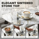 HOMCOM Dining Table For 4, Kitchen Table With Sintered Stone Tabletop, White