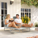 Outsunny 2 Pieces Sun Loungers Foldable Reclining Chair, Light Grey