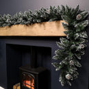 Premier Christmas Rocky Mountain Garland 2.7m  Snow Flocked with Cones