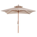 Outsunny 3 x 3 meter Patio Garden Sun Umbrella Sunshade Outdoor Wood Wooden Parasol Canopy Double Tier, Beige BASE NOT INCLUDED