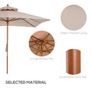 Outsunny 3 x 3 meter Patio Garden Sun Umbrella Sunshade Outdoor Wood Wooden Parasol Canopy Double Tier, Beige BASE NOT INCLUDED