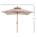 Outsunny 3 x 3 meter Patio Garden Sun Umbrella Sunshade Outdoor Wood Wooden Parasol Canopy Double Tier, Beige BASE NOT INCLUDED