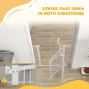 PawHut Stair Gate with Cat Door, Adjustable Width - White