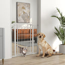PawHut Stair Gate with Cat Door, Adjustable Width - White