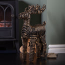 50cm Battery Operated Light up Black & Gold Braid Christmas Reindeer with Warm White LEDs