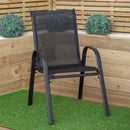Set of 6 Outdoor Garden Patio Textilene Furniture Chairs in Black