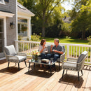 Rattan Garden Furniture Set, Tempered Glass with 3 Chairs