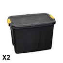 60L Heavy Duty Lockable & Stackable Storage Tub Chest with Clips in Black