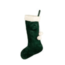 60cm Green Christmas Stocking with White Cuff and Pom Poms