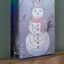 28cm Battery Operated Light up Double Sided Stained Glass Snowman Decoration with LEDs