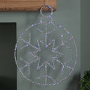 49cm Battery Powered Light up Silver Christmas Snowflake Ball with Blue Twinkling LEDs