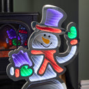 56cm Infinity Light up Standing Snowman Christmas Decoration with Multi-Coloured LEDs on Metal Base