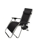 Multi Position Garden Zero Gravity Relaxer Chair Sun Lounger in Black & Silver