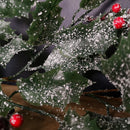 1.8m Frosted Green Holly Leaf & Berry Glitter Garland Christmas Decoration