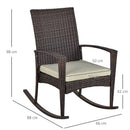 Outsunny Garden Rattan Rocking Chair, Bistro Recliner Rocker Furniture Seater