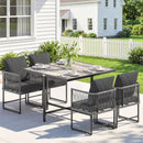 Outsunny 4-Seater Garden Dining Set With Space-Saving Chairs, Black