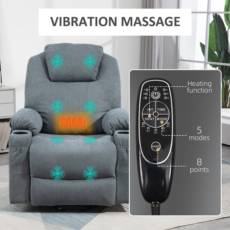 HOMCOM Lift Chair with Vibration Massage, Heat, Easy Assembly, Grey