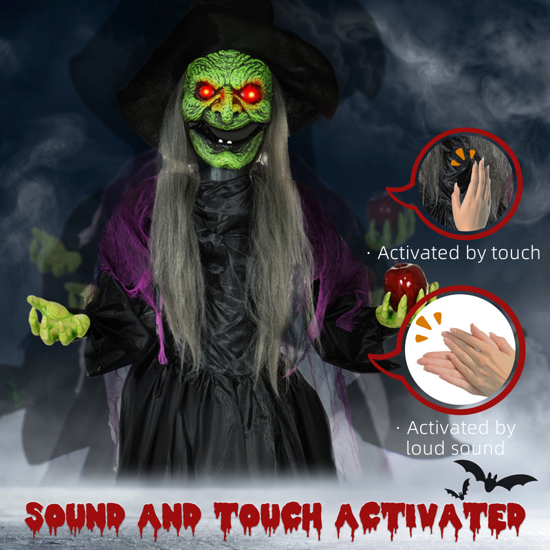 HOMCOM Voice Activated Halloween Animatronics Witch, Battery Operated