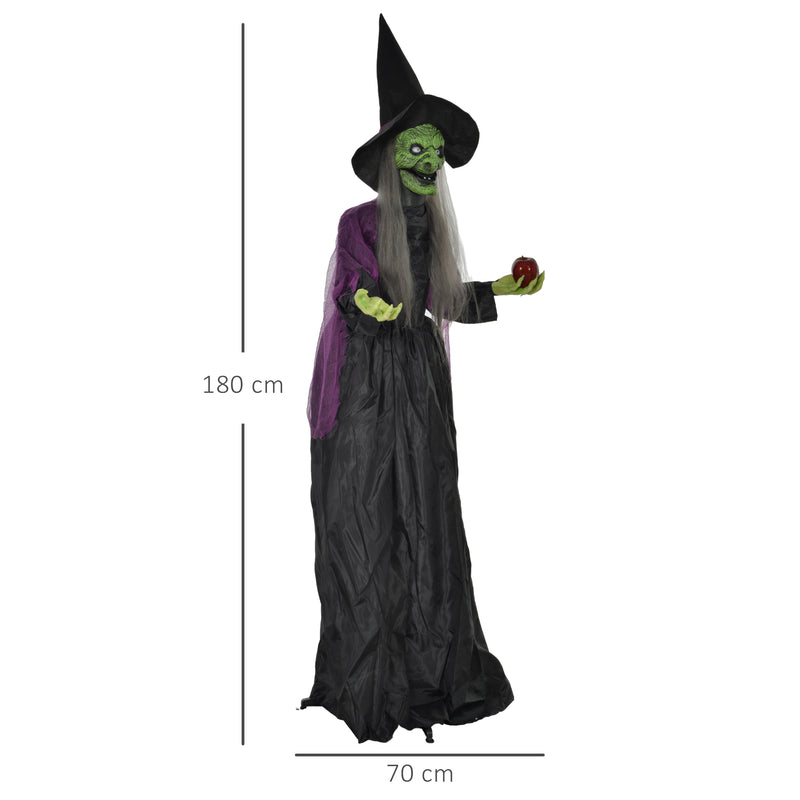 HOMCOM Voice Activated Halloween Animatronics Witch, Battery Operated