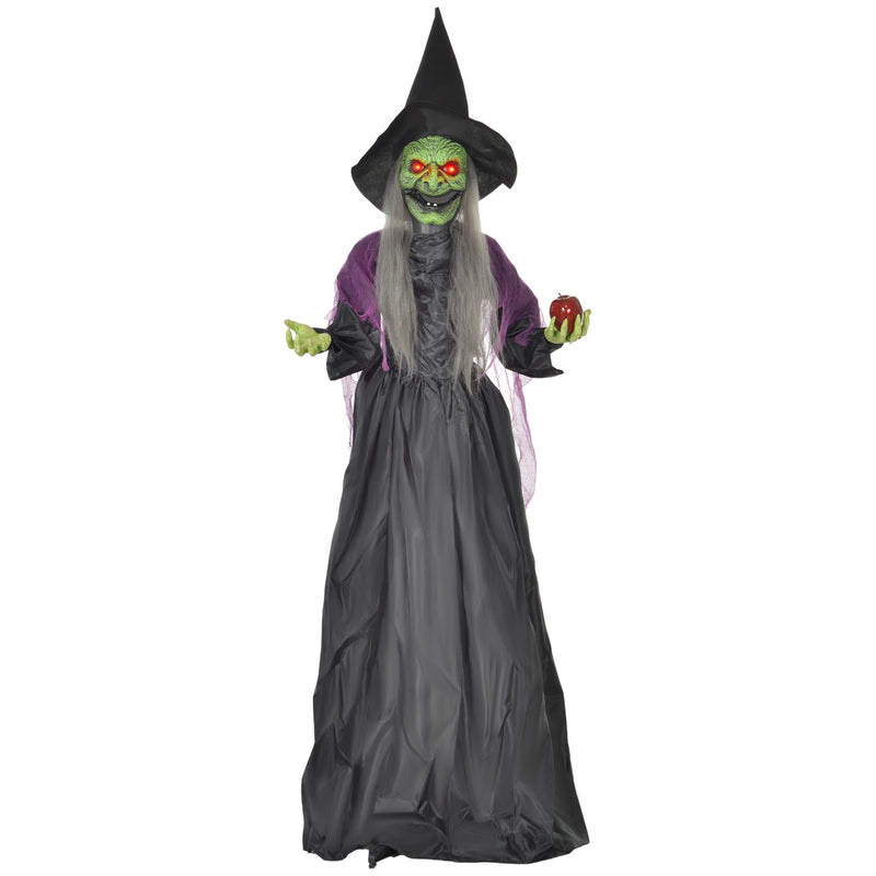 HOMCOM Voice Activated Halloween Animatronics Witch, Battery Operated
