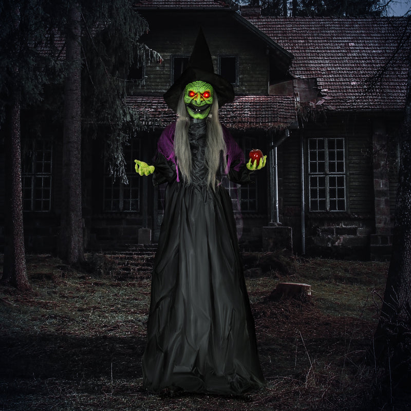 HOMCOM Voice Activated Halloween Animatronics Witch, Battery Operated