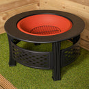 Samuel Alexander 80x58cm Black Steel Garden Patio Firepit Heater BBQ with Cover