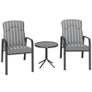 Outsunny 3-Piece Recliner Garden Chairs And Tempered Glass Table Set