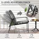 Outsunny 3-Piece Recliner Garden Chairs And Tempered Glass Table Set