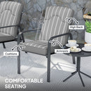 Outsunny 3-Piece Recliner Garden Chairs And Tempered Glass Table Set