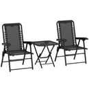 Outsunny 3 Pieces Folding Garden Bistro Set with Cup Holders, Black