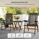 Outsunny 3 Pieces Folding Garden Bistro Set with Cup Holders, Black