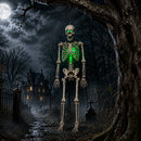 5ft (152cm) Battery Powered Light up Halloween Skeleton with Poseable Joints & Green LEDs