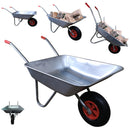 Samuel ALEXANDER 65 Litre 60kg Capacity Galvanised Metal Garden Cart Wheelbarrow - Heavy Duty Garden Wheelbarrows with Pneumatic Tyre