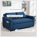 HOMCOM 2 Seater Pull Out Sofa Bed with Pockets for Living Room, Dark Blue