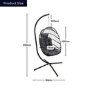 Samuel Alexander Grey Hanging Egg Chair With Stand Waterproof Cover And Cushions Steel Frame Rattan Outdoor Swing Chair Garden Seat Hammock Balcony Conservatory Furniture