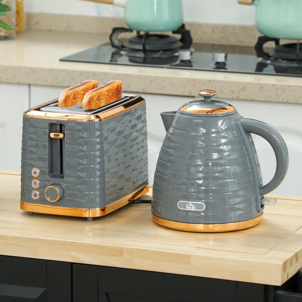 HOMCOM Kettle And Toaster Set 1 7L Rapid Boil Kettle 2 Slice Toaster HOMCOM Kettle And Toaster Set 1 7L Rapid Boil Kettle 2 Slice Toaster