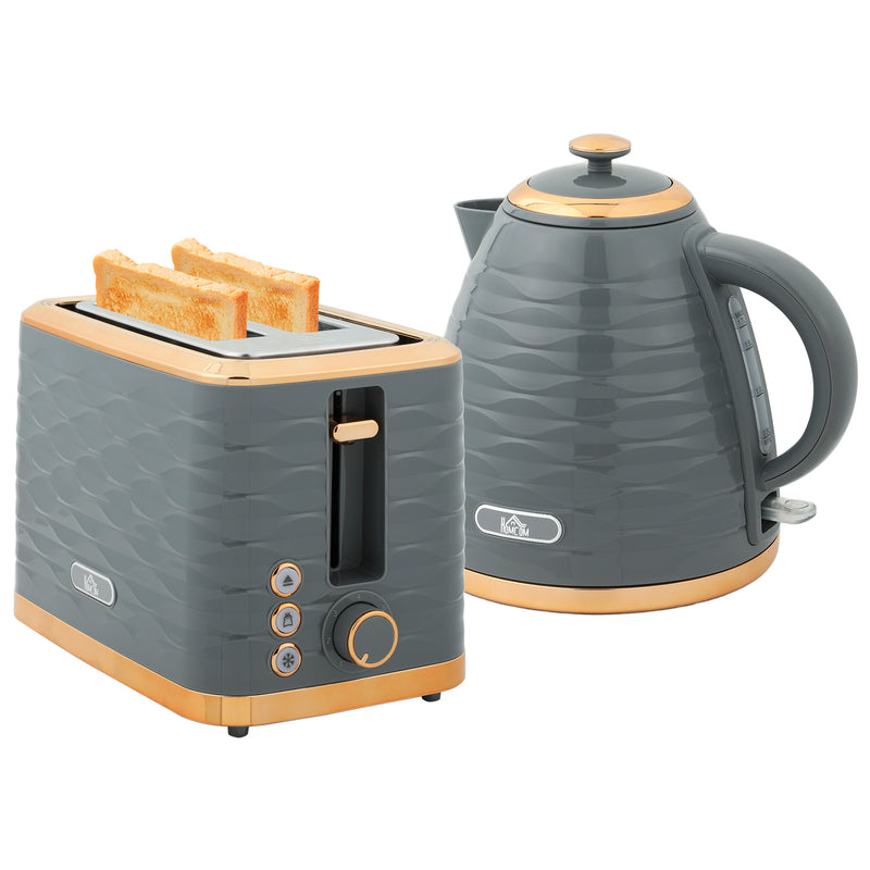 HOMCOM Kettle and Toaster Set 1.7L Rapid Boil Kettle & 2 Slice Toaster