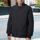 Outdoor Zip-up Windproof Lightweight Bomber Jacket Casual Varsity Outerwear - Black