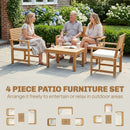 Outsunny 4 Seater Wooden Garden Furniture Set with Loveseat, Chairs, Table