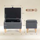 HOMCOM Linen Storage Ottoman Storage Box With Rubberwood Legs, Charcoal Grey