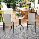 Outsunny Garden Bistro Set, Small Garden Set W/ Stackable Chairs, Light Grey