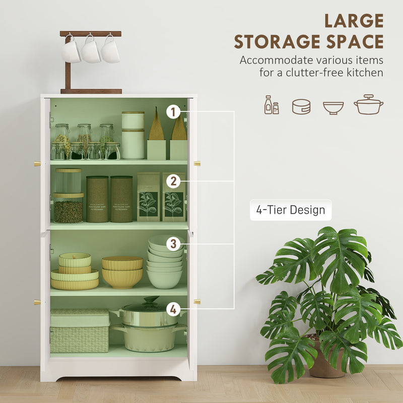 HOMCOM 110cm Kitchen Cupboard with 4 Arched Doors and 2 Adjustable Shelves
