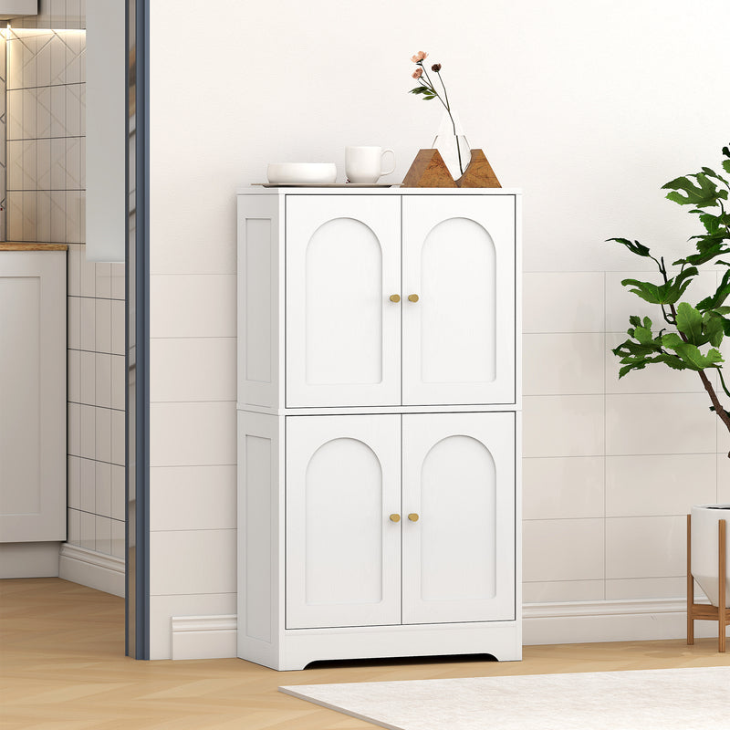 HOMCOM 110cm Kitchen Cupboard with 4 Arched Doors and 2 Adjustable Shelves