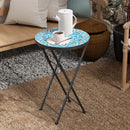 Outsunny Mosaic Garden Table, 35.5cm Folding Coffee Table, Blue