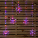 1.2m X 1.2m Light Up Snowflake Pin Wire Christmas Curtain Lights With 339 Rainbow LEDs